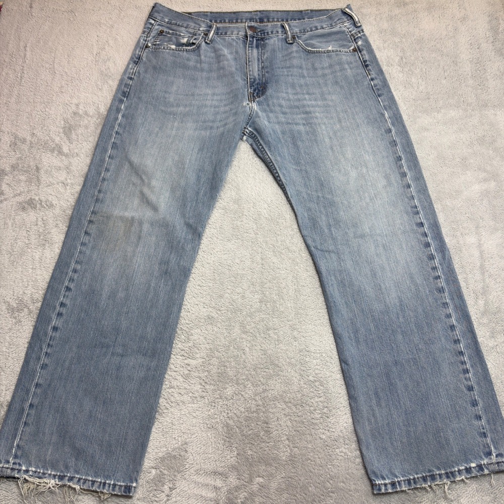 Levi's 569 Loose Straight Jeans Mens 38x29 Light Wash Distressed Blue Denim 90s